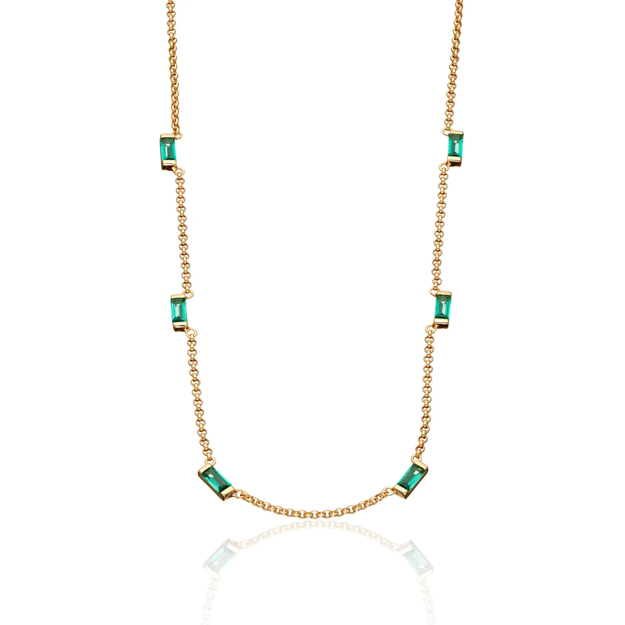 Cleopatra Green Baguette Chain Necklace