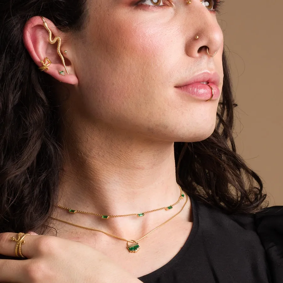 Cleopatra Green Baguette Chain Necklace