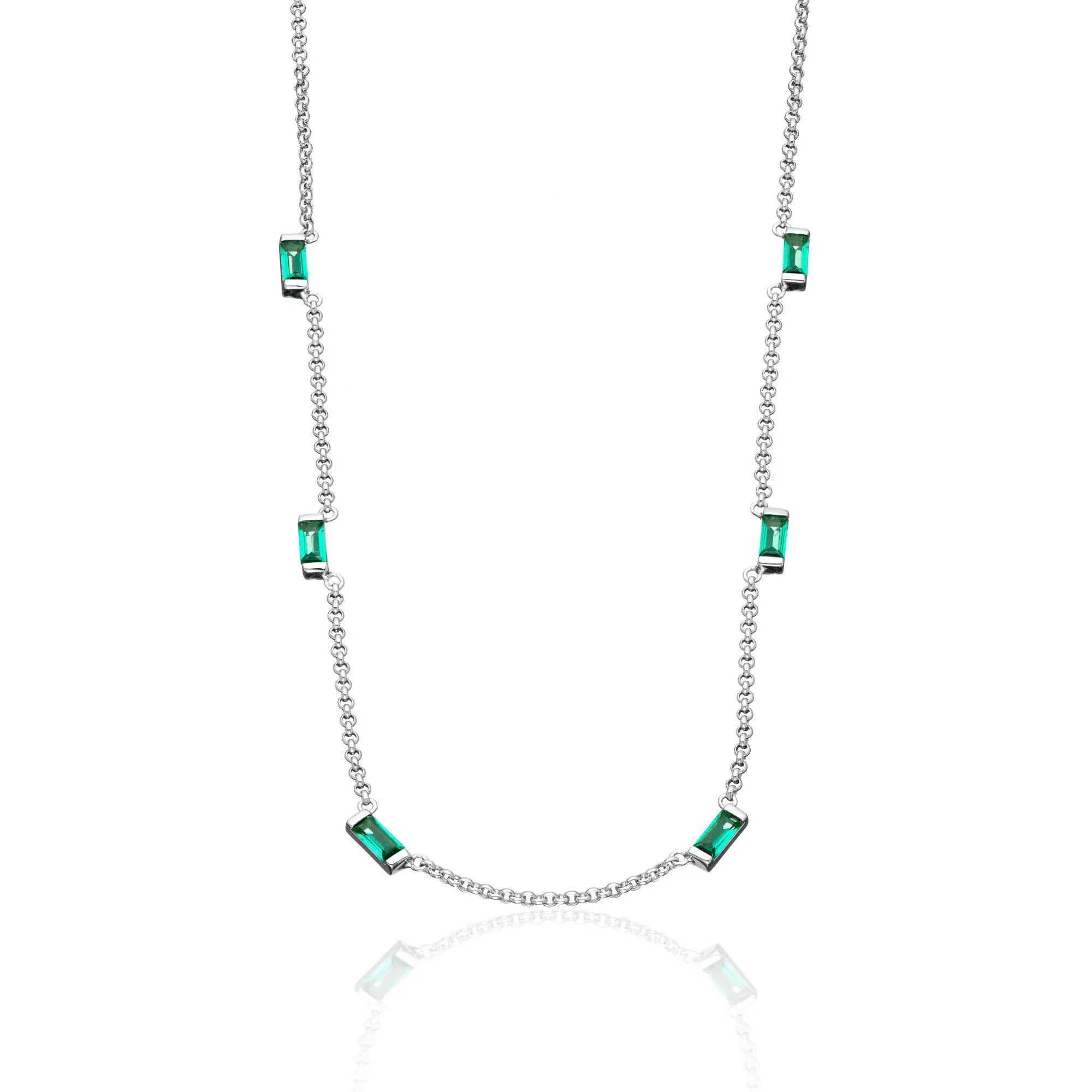 Cleopatra Green Baguette Chain Necklace