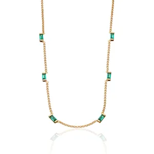 Cleopatra Green Baguette Chain Necklace