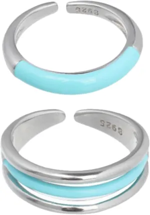 CLISPEED 2Pcs Aesthetic Adjustable Rings for Women Open Rings Unique Birthday Jewelry Teen Stylish Daily Wear Accessories
