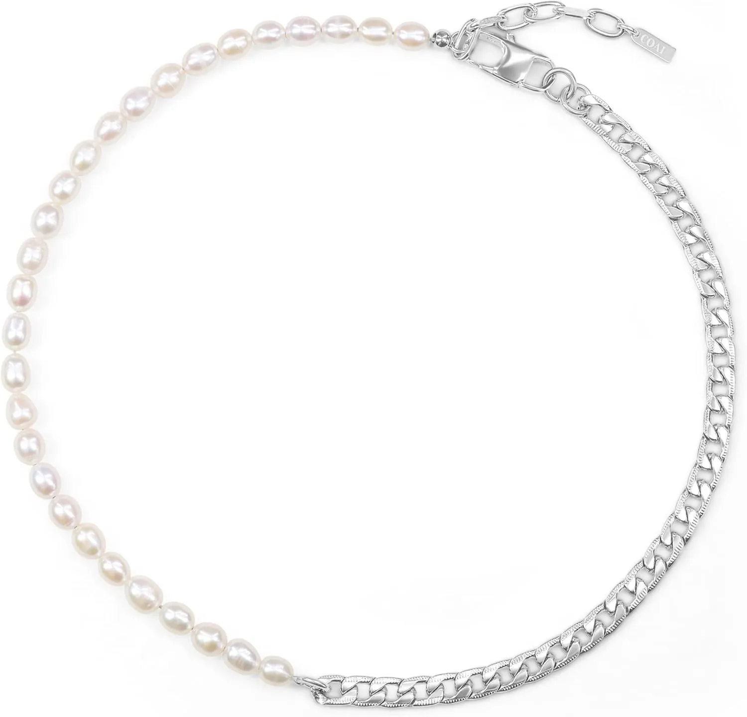COAI Cuban Link Chain Necklace Pearl Necklace for Women