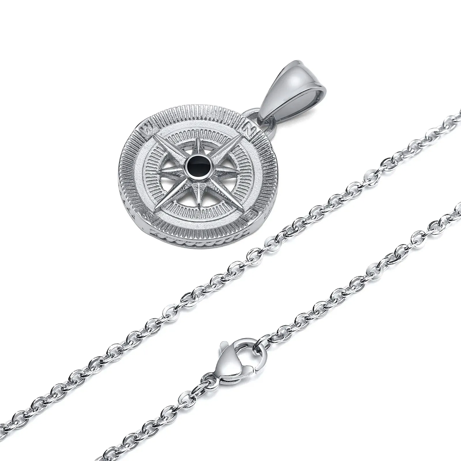 Compass North Star Pendant, Men Necklace