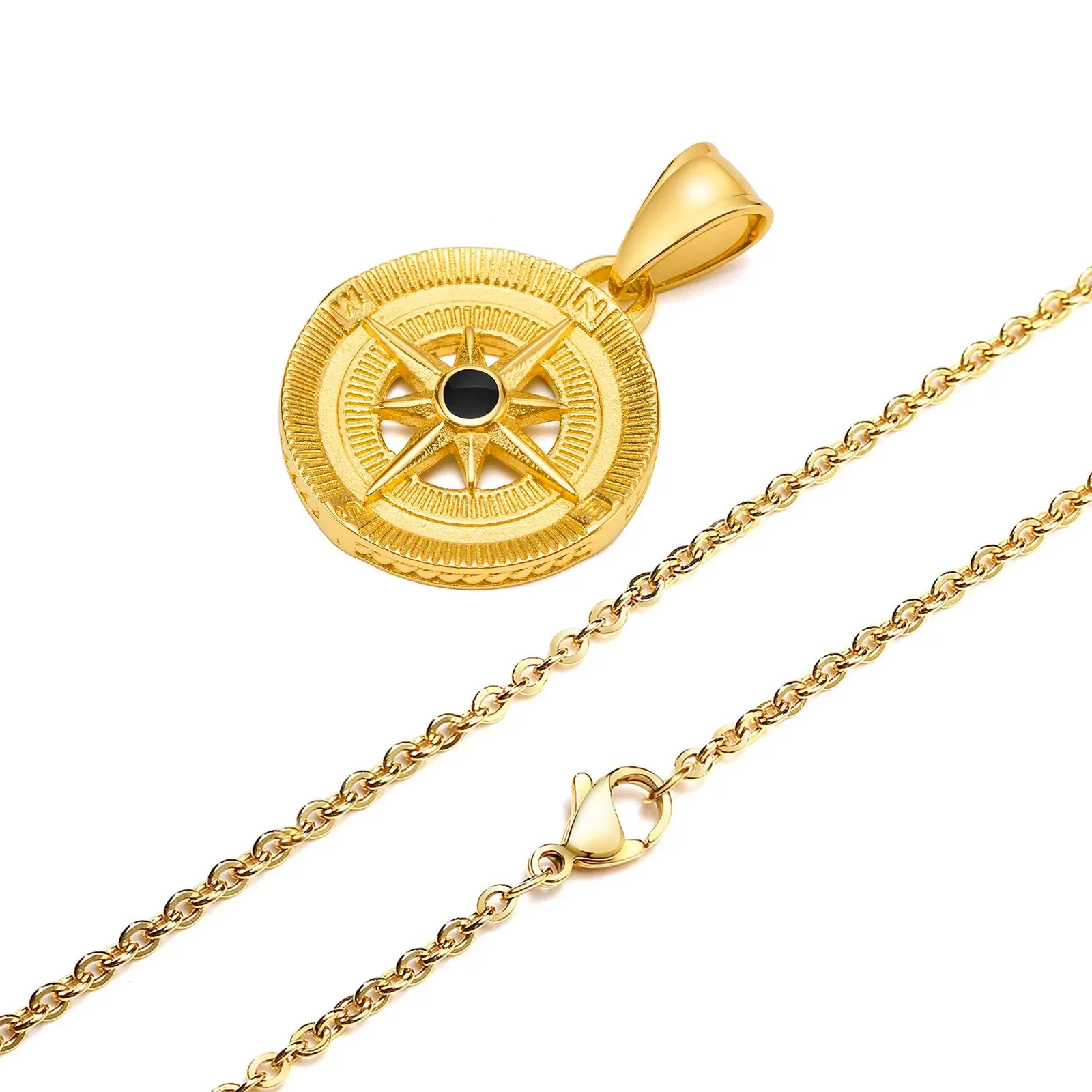 Compass North Star Pendant, Men Necklace