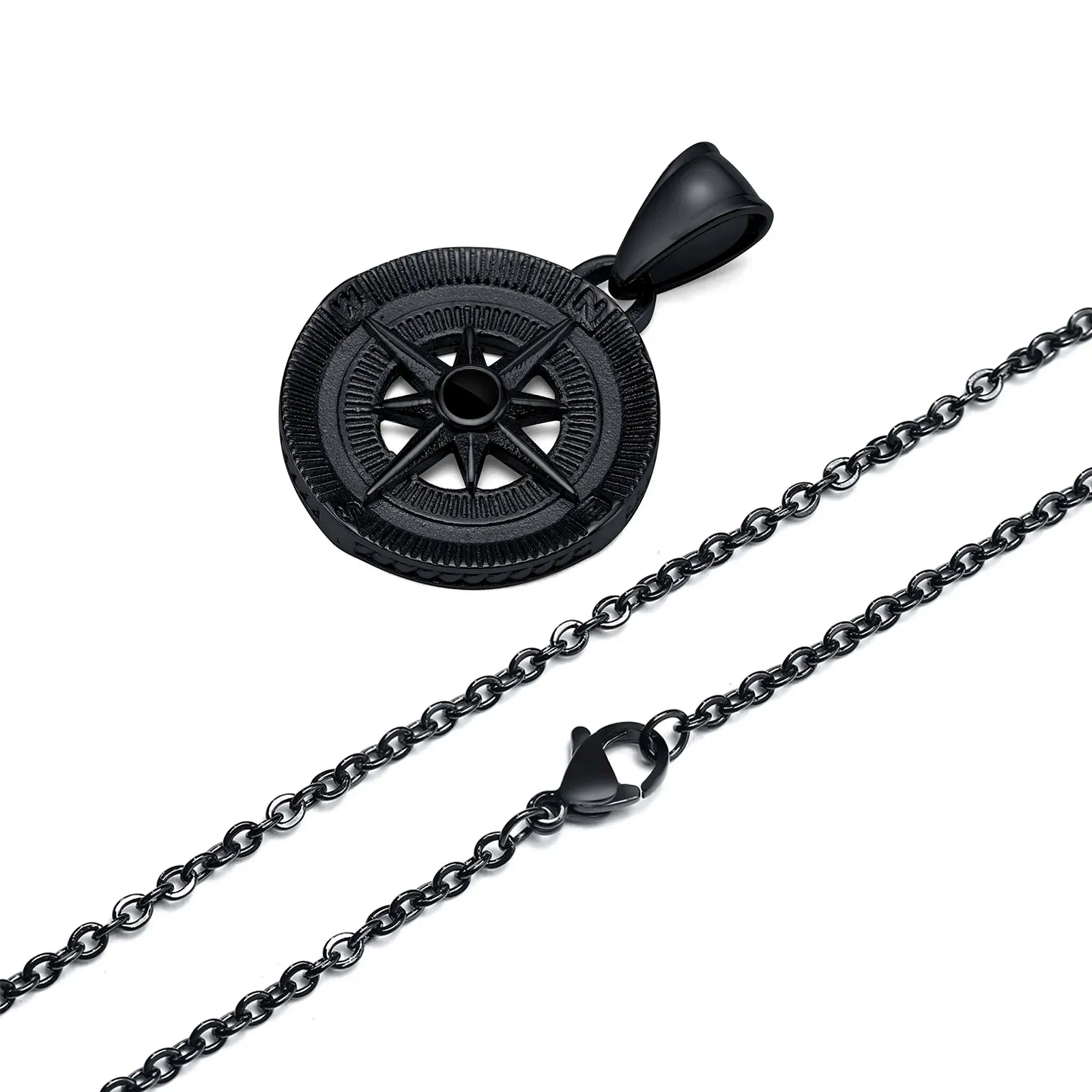 Compass North Star Pendant, Men Necklace