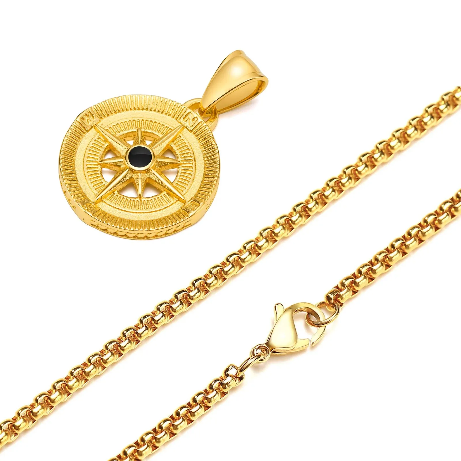 Compass North Star Pendant, Men Necklace