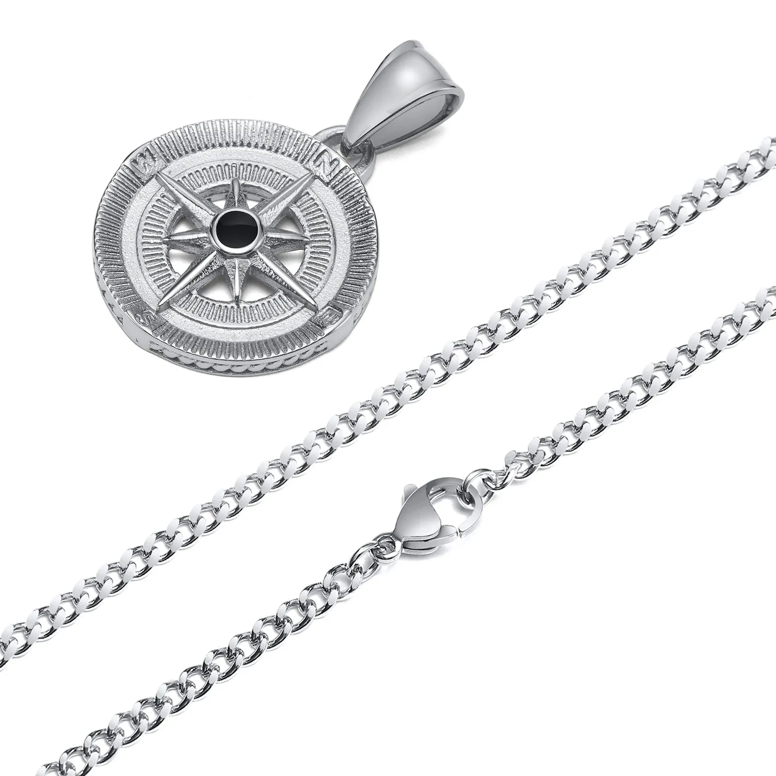 Compass North Star Pendant, Men Necklace