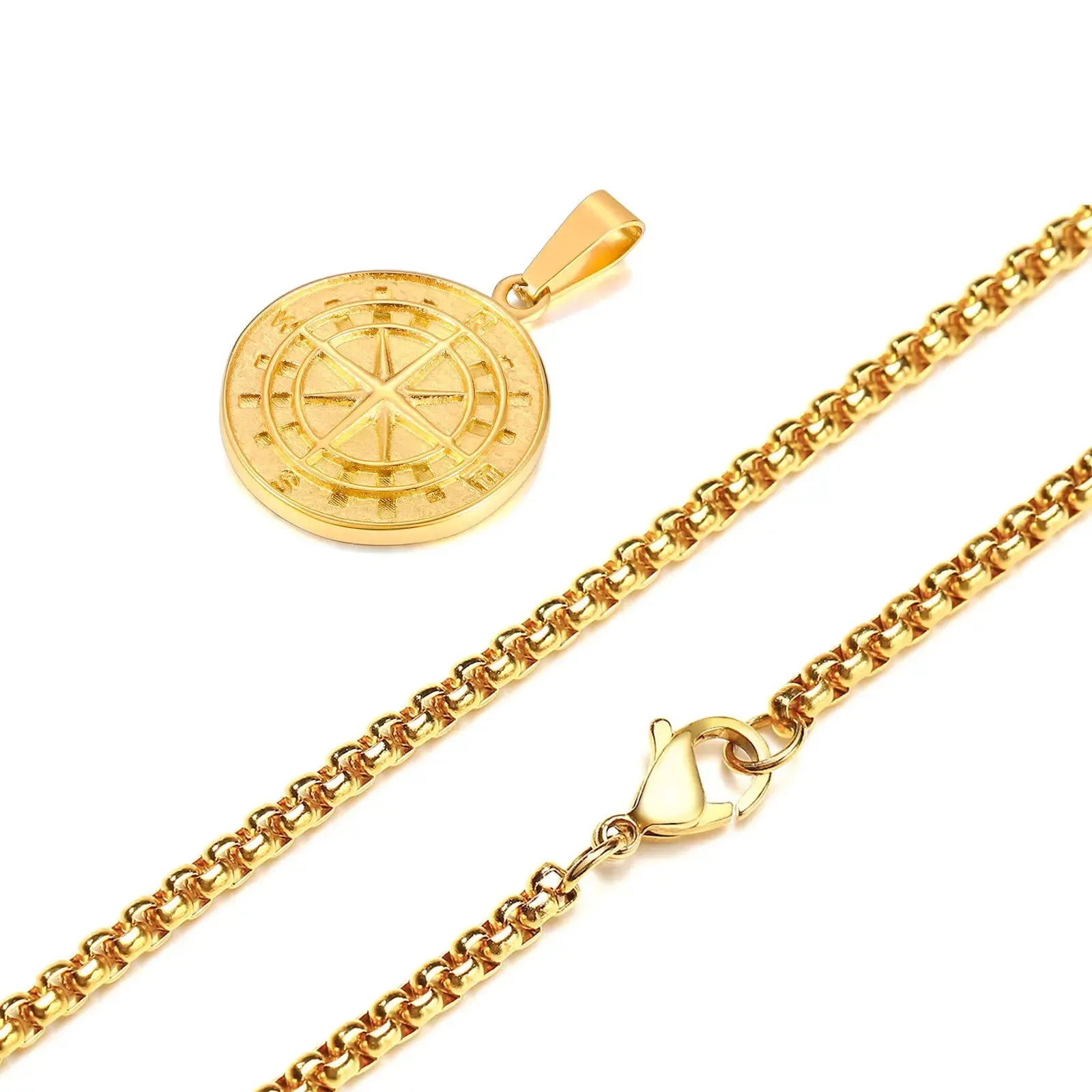 Compass North Star Pendant, Men Necklace