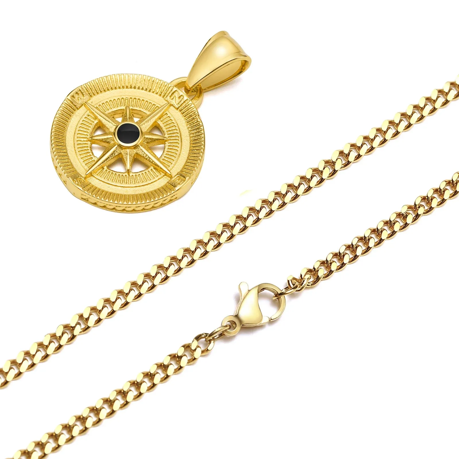 Compass North Star Pendant, Men Necklace