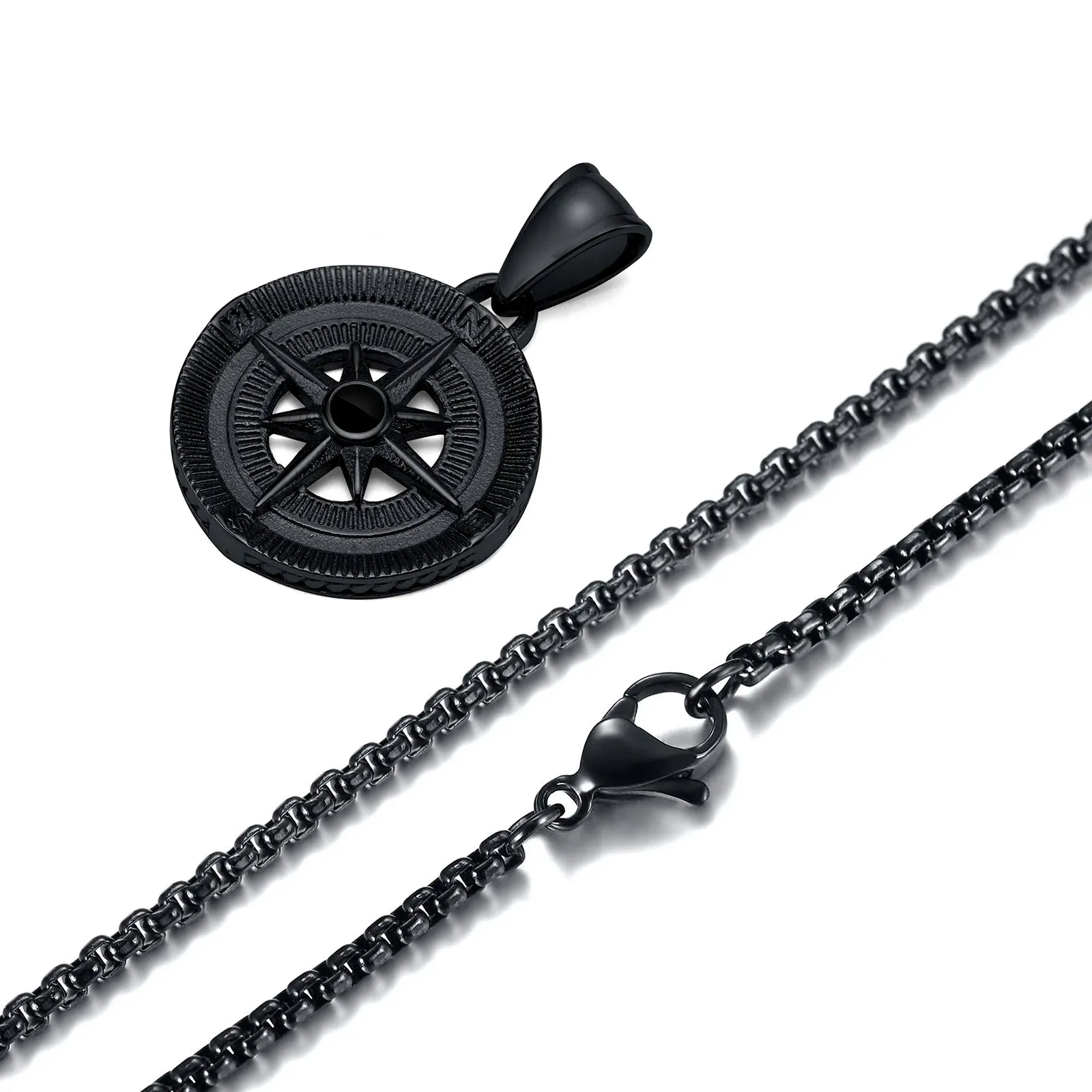 Compass North Star Pendant, Men Necklace