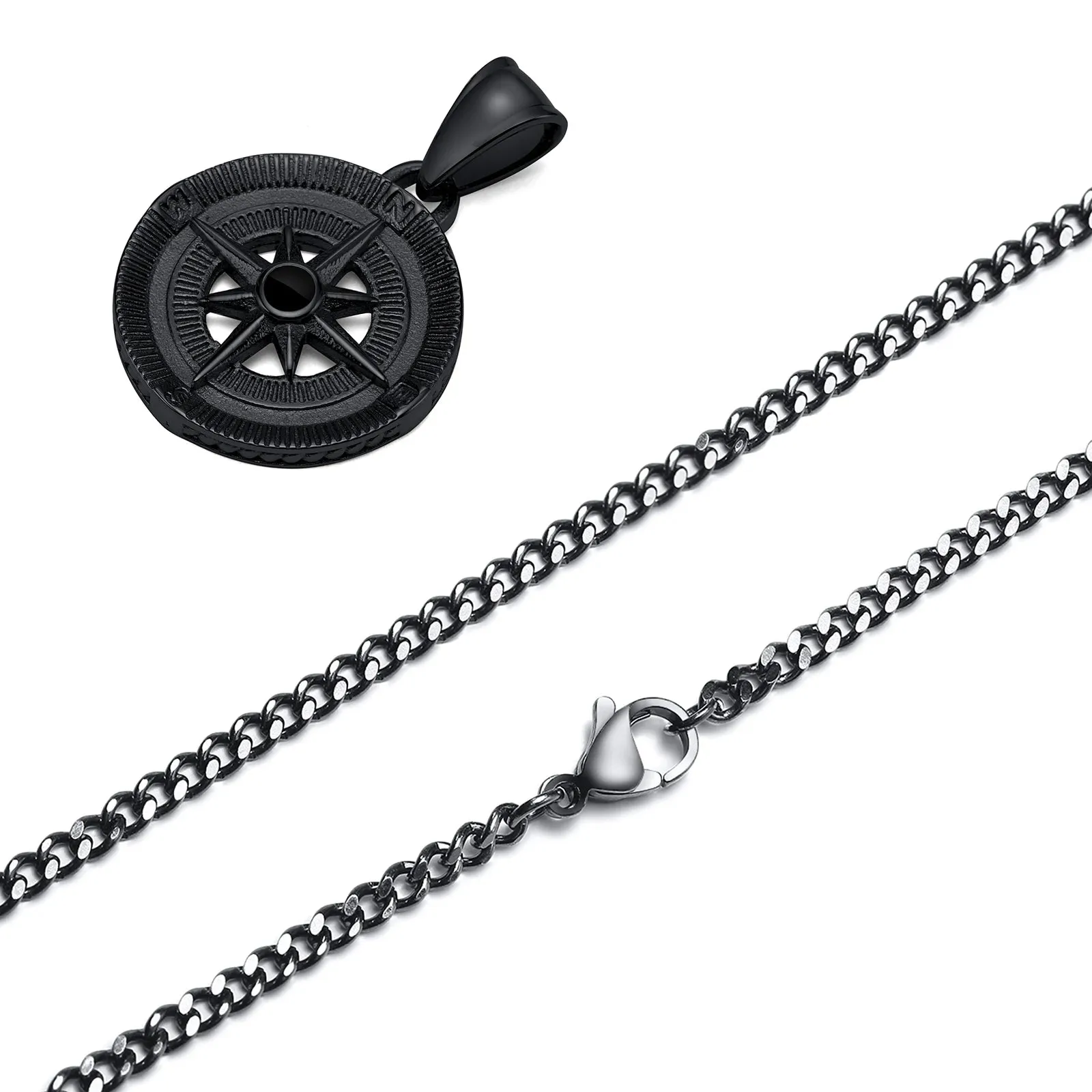Compass North Star Pendant, Men Necklace