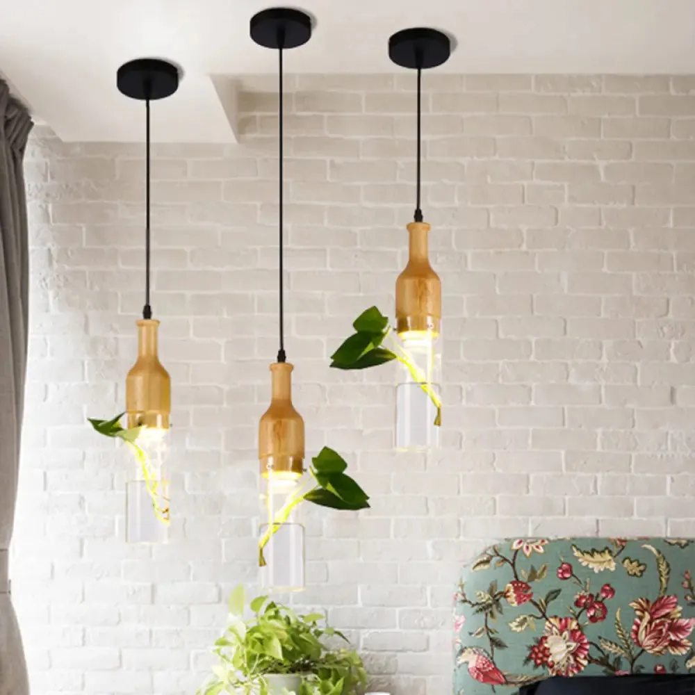 Contemporary Clear Glass Planter Lamp - 1-Light Pendant for Study Room Lighting