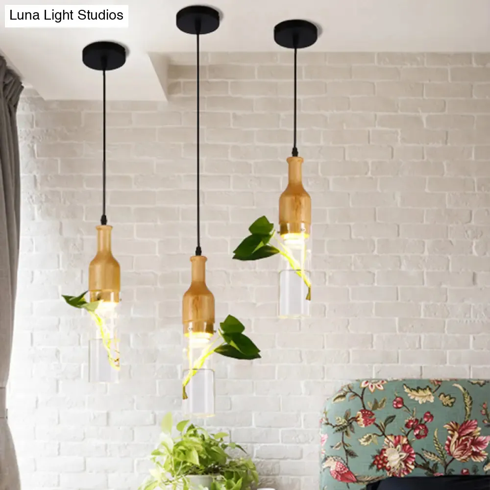 Contemporary Clear Glass Planter Lamp - 1-Light Pendant for Study Room Lighting