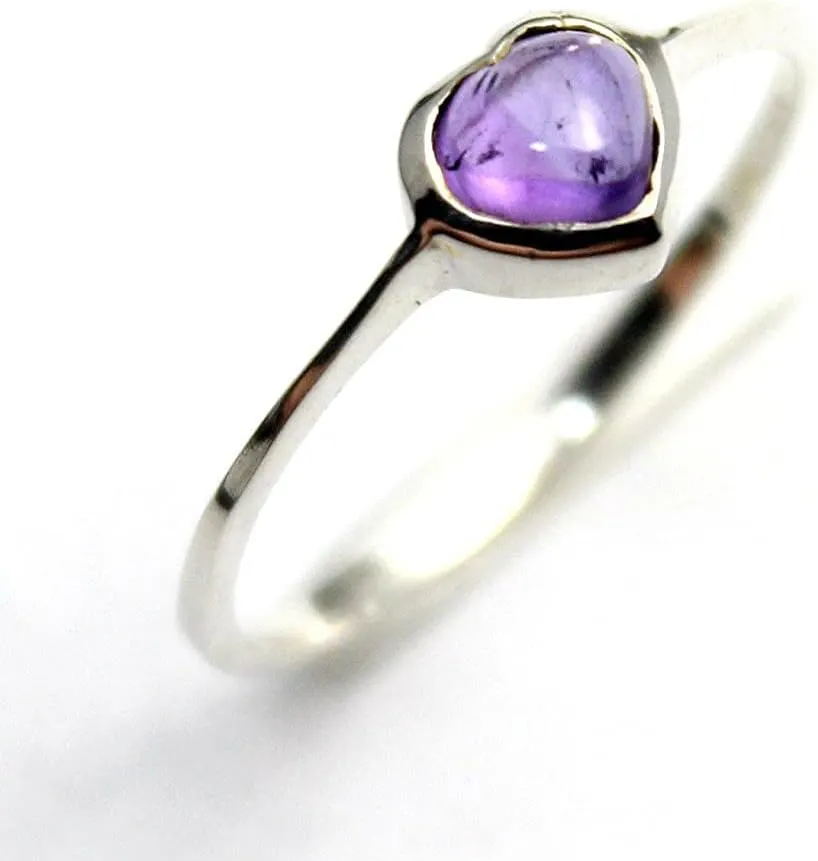 COSUMOSU Purple Heart Amethyst Sterling Silver thin Rings