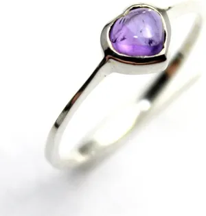 COSUMOSU Purple Heart Amethyst Sterling Silver thin Rings