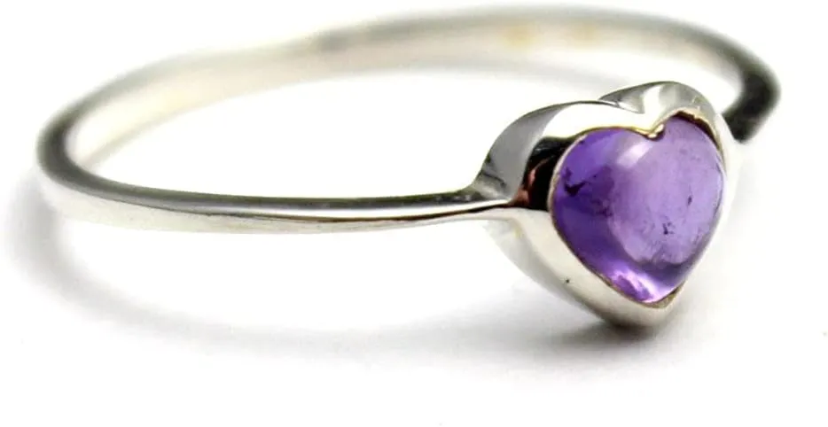COSUMOSU Purple Heart Amethyst Sterling Silver thin Rings