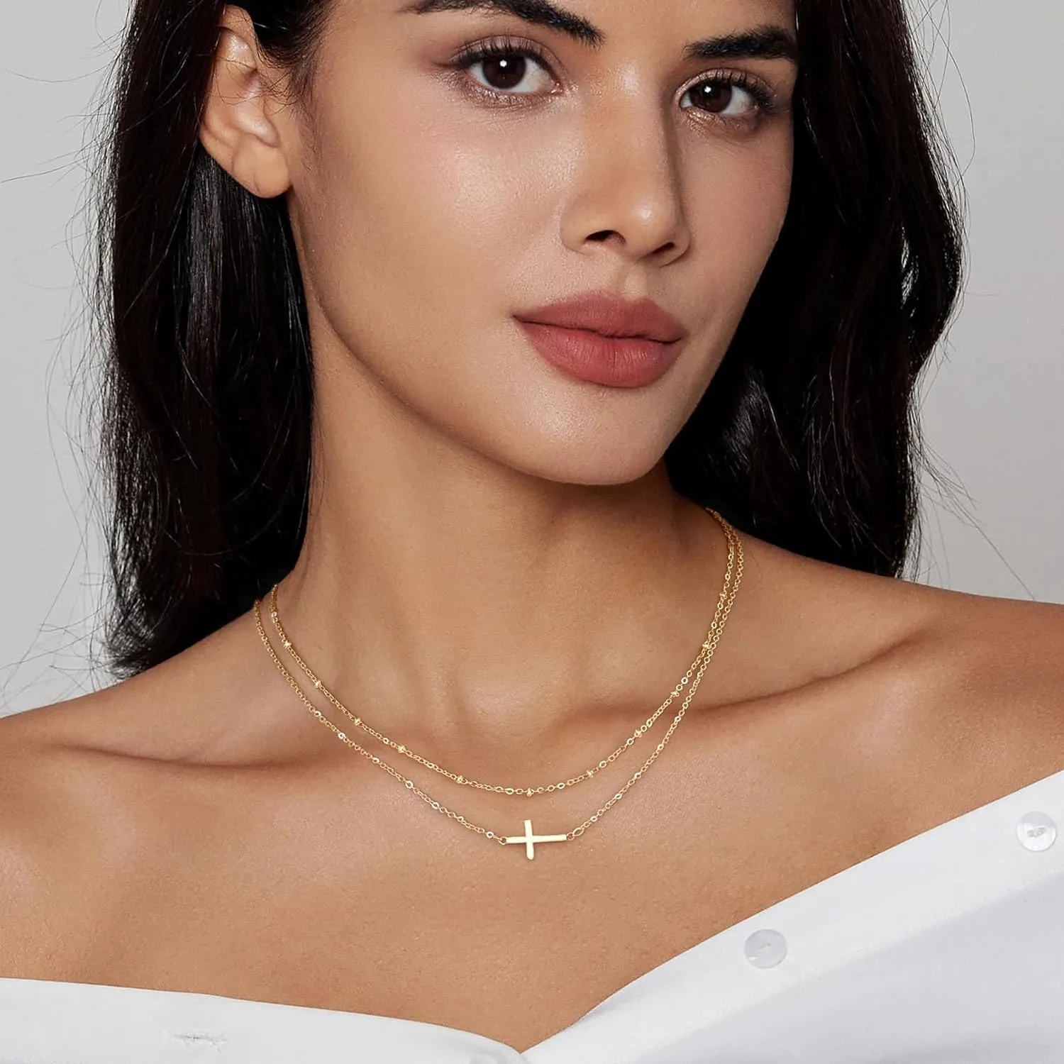 Cross Necklace for Women, Dainty Gold Necklace with Cross Christian Gifts for Women Stocking Stuffers Teen 14k Confirmation Necklace Birthday Christmas Jewelry for Mom/Girlfriend/Sister/Daughter