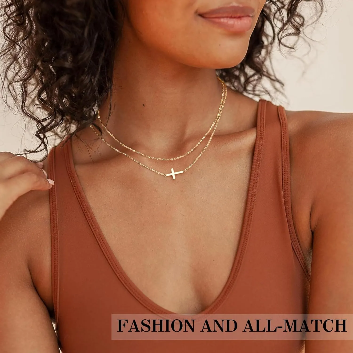Cross Necklace for Women, Dainty Gold Necklace with Cross Christian Gifts for Women Stocking Stuffers Teen 14k Confirmation Necklace Birthday Christmas Jewelry for Mom/Girlfriend/Sister/Daughter