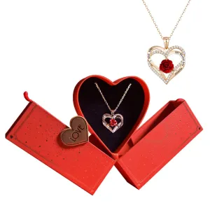 Crystal Heart Necklace I Love You for Always and Forever In Love Heart Box