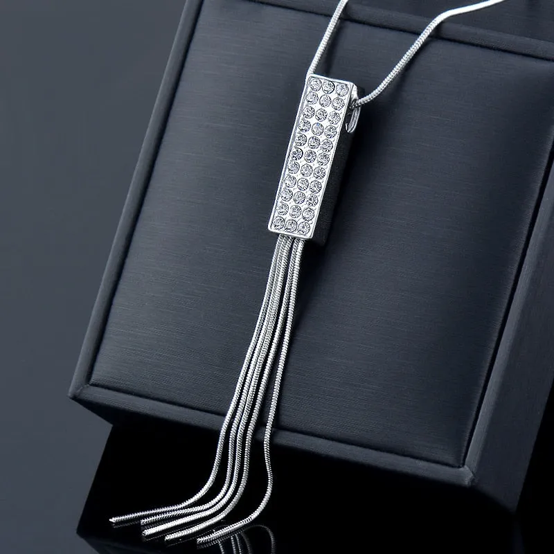 Crystal Long Tassel Necklace For Women