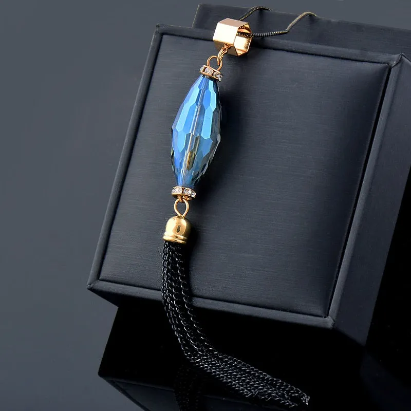 Crystal Long Tassel Necklace For Women