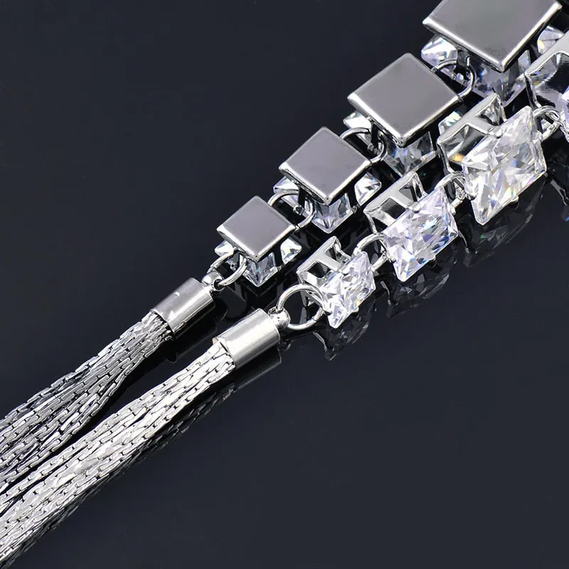 Crystal Long Tassel Necklace For Women