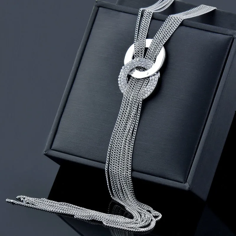 Crystal Long Tassel Necklace For Women