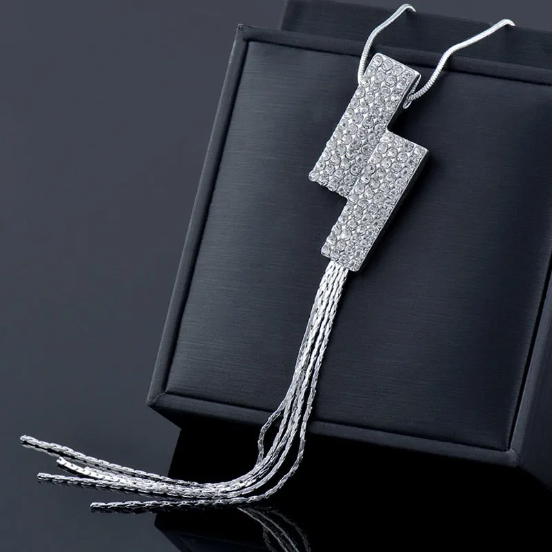 Crystal Long Tassel Necklace For Women