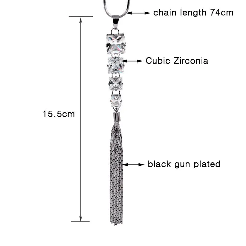 Crystal Long Tassel Necklace For Women