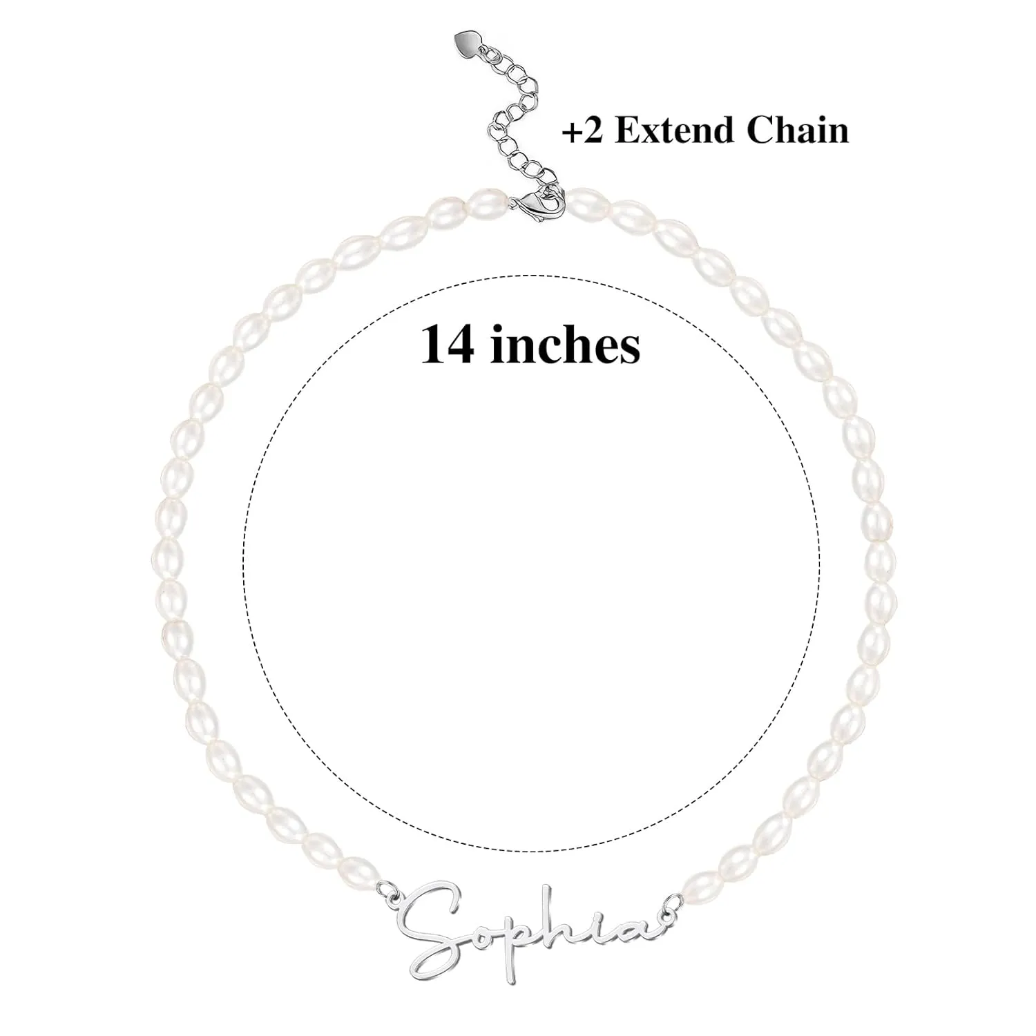 Custom Name Necklace with 6 mm Freshwater Pearl Chain,925 Sterling Silver Personalized Pearl Choker Necklace Customized Wedding Gifts for Bride Bridesmaid