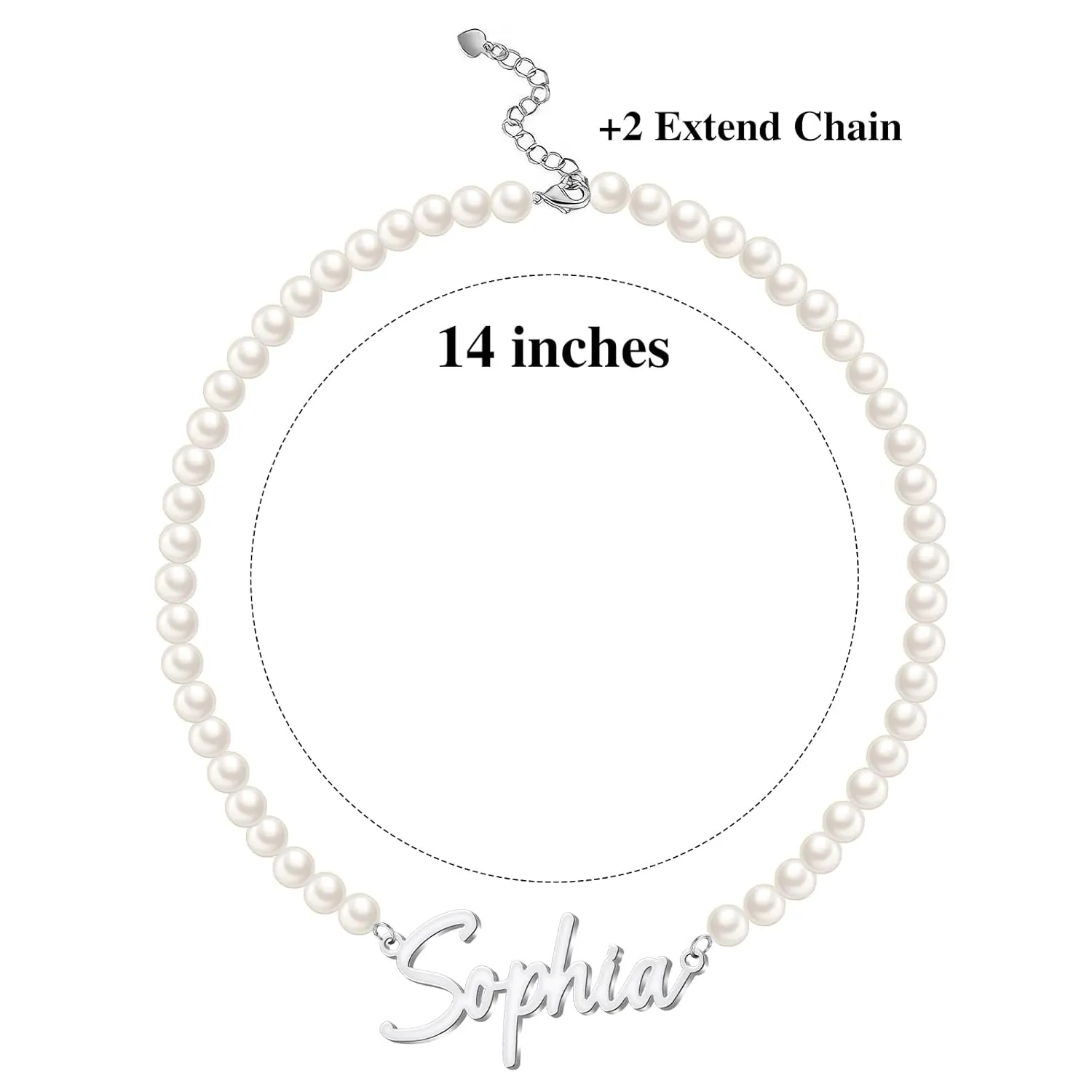 Custom Name Necklace with 6 mm Freshwater Pearl Chain,925 Sterling Silver Personalized Pearl Choker Necklace Customized Wedding Gifts for Bride Bridesmaid