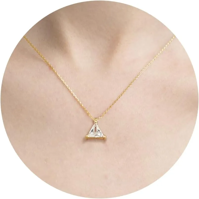 Dainty Diamond Necklace for Women 14K Gold Plated CZ Pendant Necklaces Diamond Solitaire Choker Necklace Birthday Gifts Trendy Wedding Jewelry for Teen Her