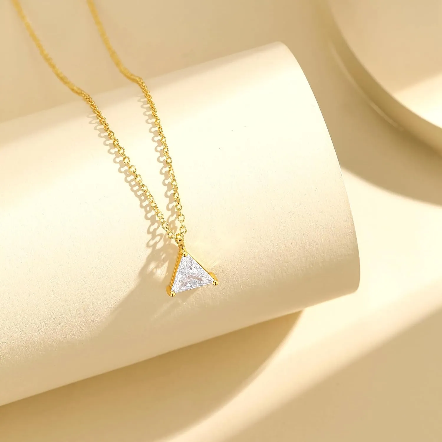 Dainty Diamond Necklace for Women 14K Gold Plated CZ Pendant Necklaces Diamond Solitaire Choker Necklace Birthday Gifts Trendy Wedding Jewelry for Teen Her