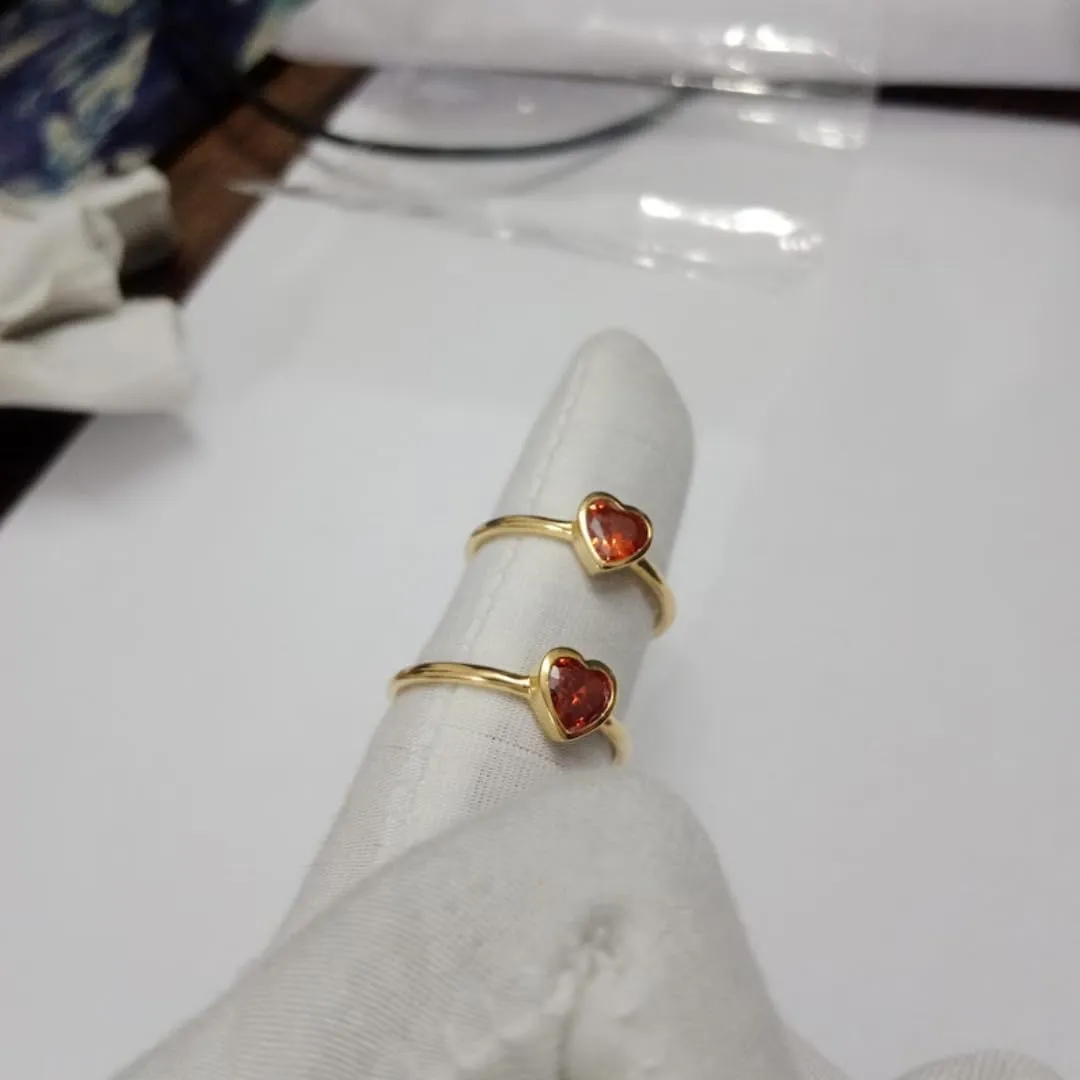 Dainty Gold Silver Rings for Women Non Tarnish Stackable Thin Gold Plated Ring Natural Red Garnet Heart Shape Gemstone, Handmade Engagement, Christmas, Wedding Ring