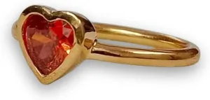 Dainty Gold Silver Rings for Women Non Tarnish Stackable Thin Gold Plated Ring Natural Red Garnet Heart Shape Gemstone, Handmade Engagement, Christmas, Wedding Ring