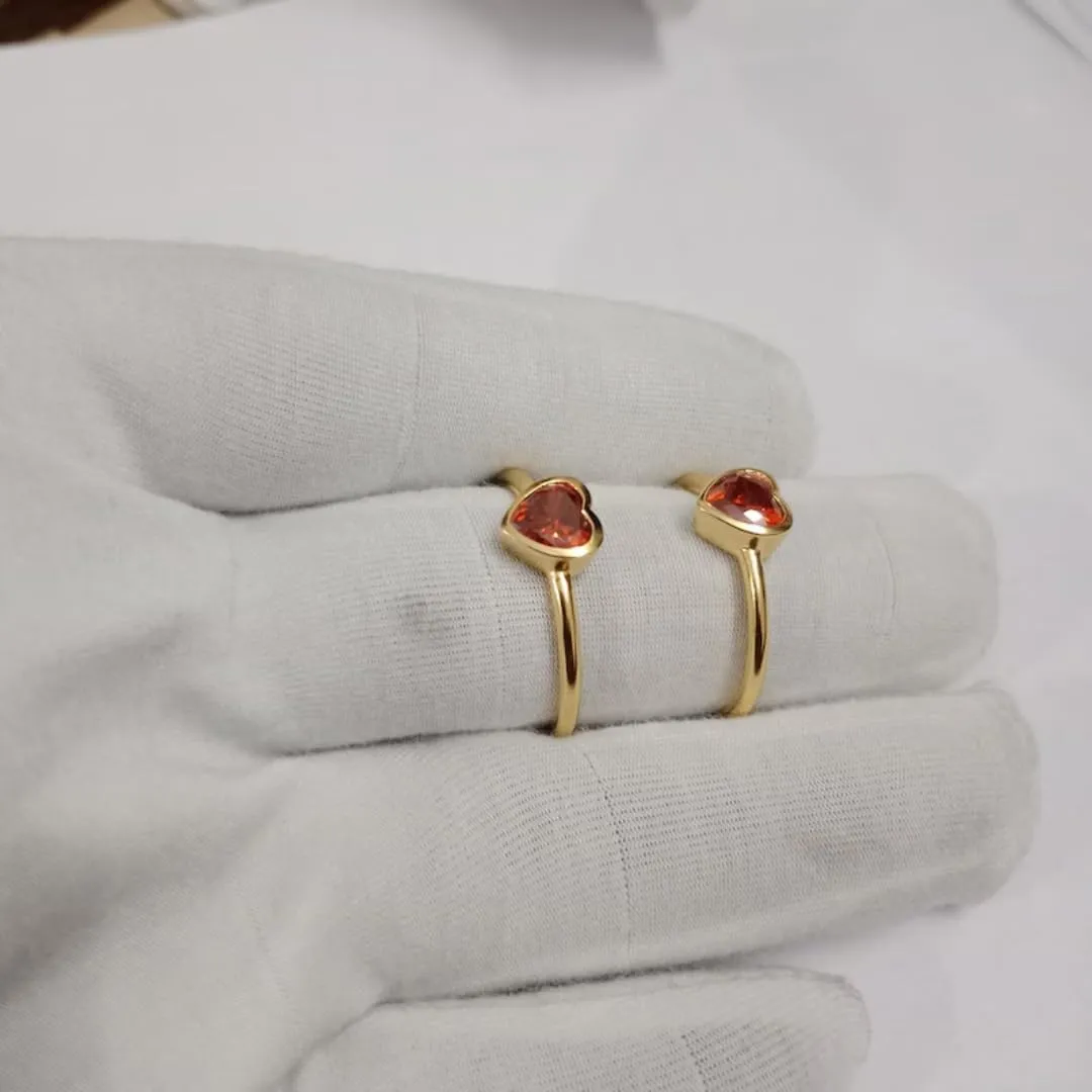 Dainty Gold Silver Rings for Women Non Tarnish Stackable Thin Gold Plated Ring Natural Red Garnet Heart Shape Gemstone, Handmade Engagement, Christmas, Wedding Ring