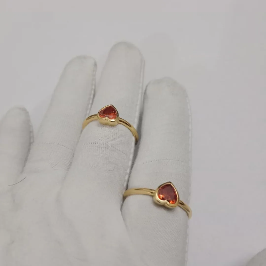 Dainty Gold Silver Rings for Women Non Tarnish Stackable Thin Gold Plated Ring Natural Red Garnet Heart Shape Gemstone, Handmade Engagement, Christmas, Wedding Ring