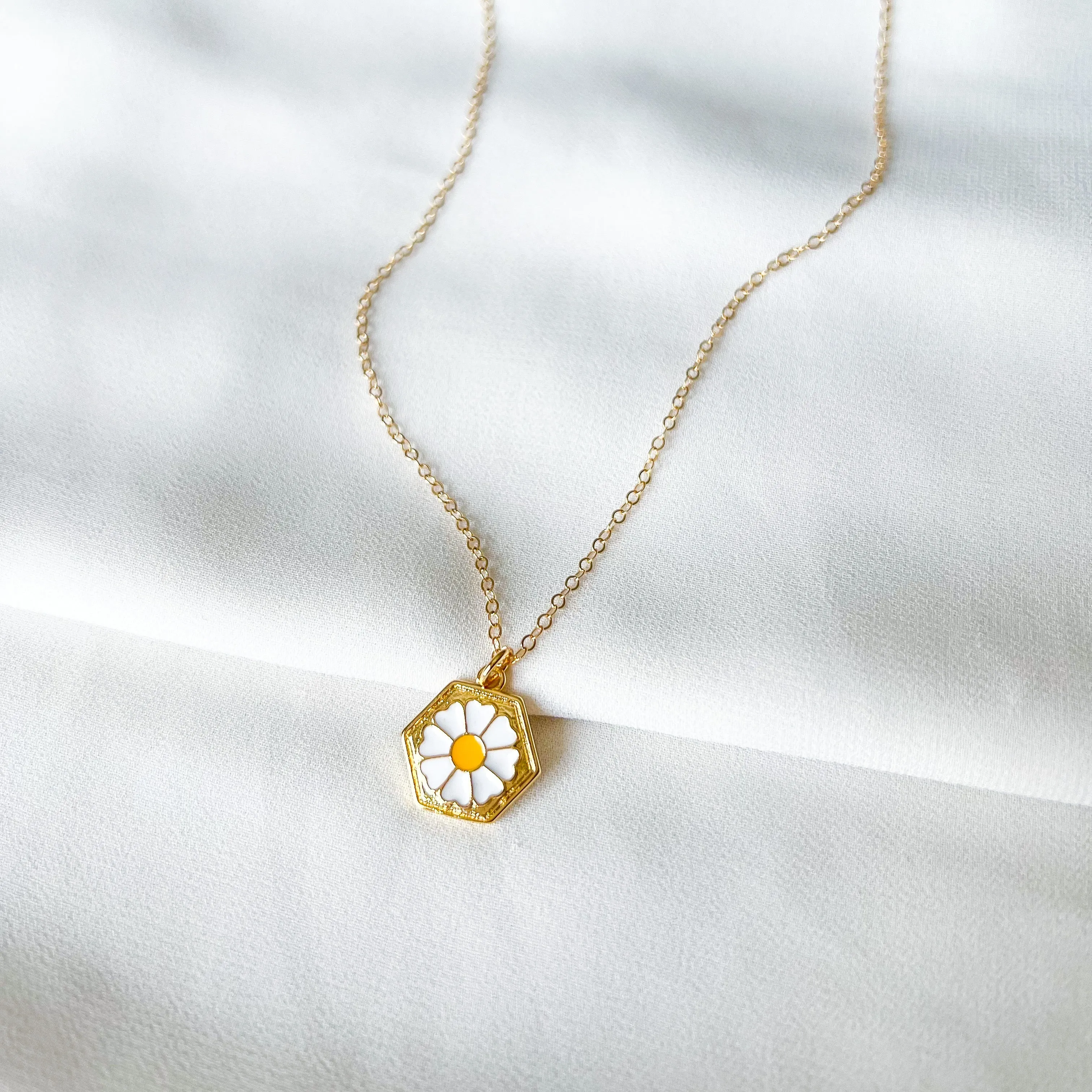 Daisy Hexagon Gold Filled Necklace
