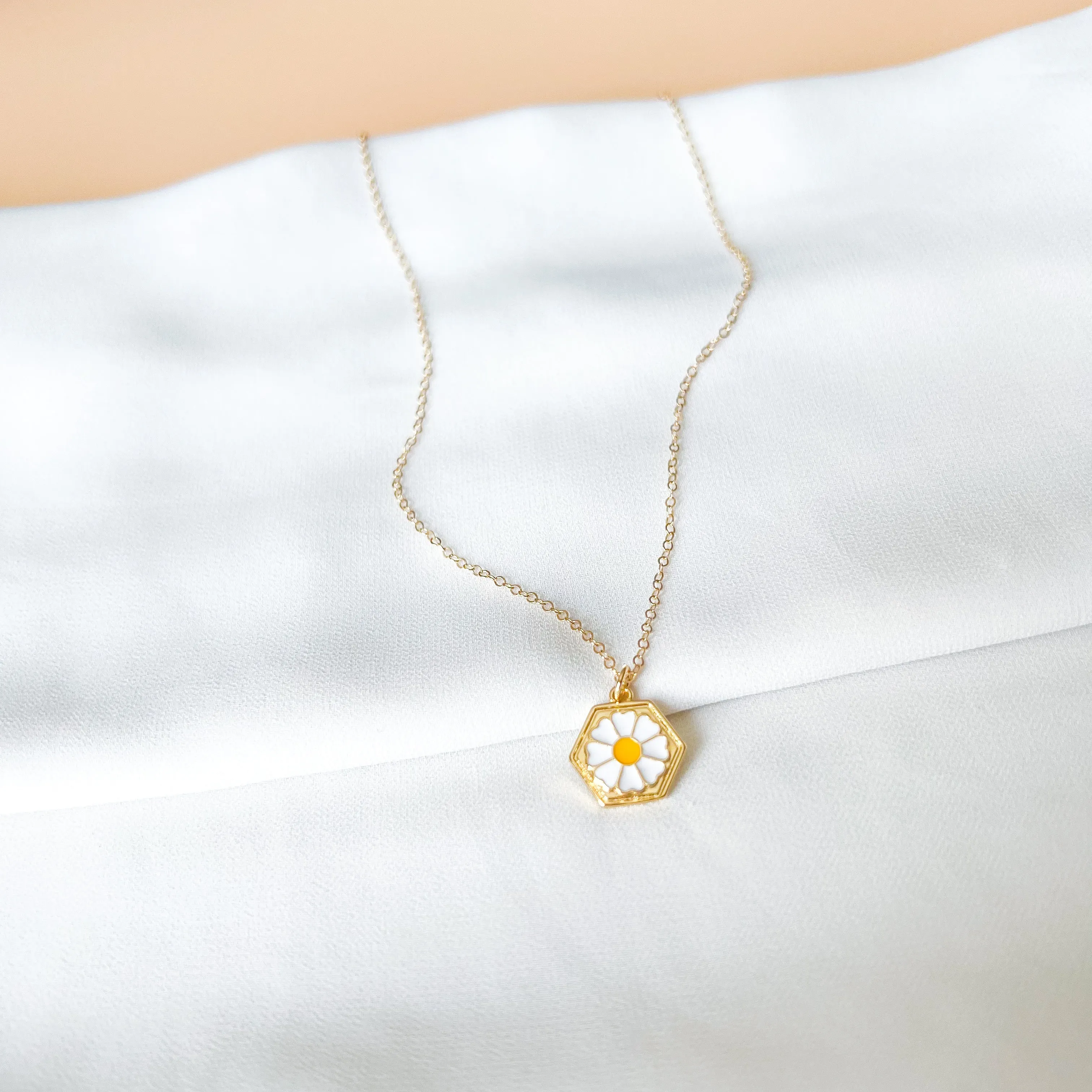 Daisy Hexagon Gold Filled Necklace
