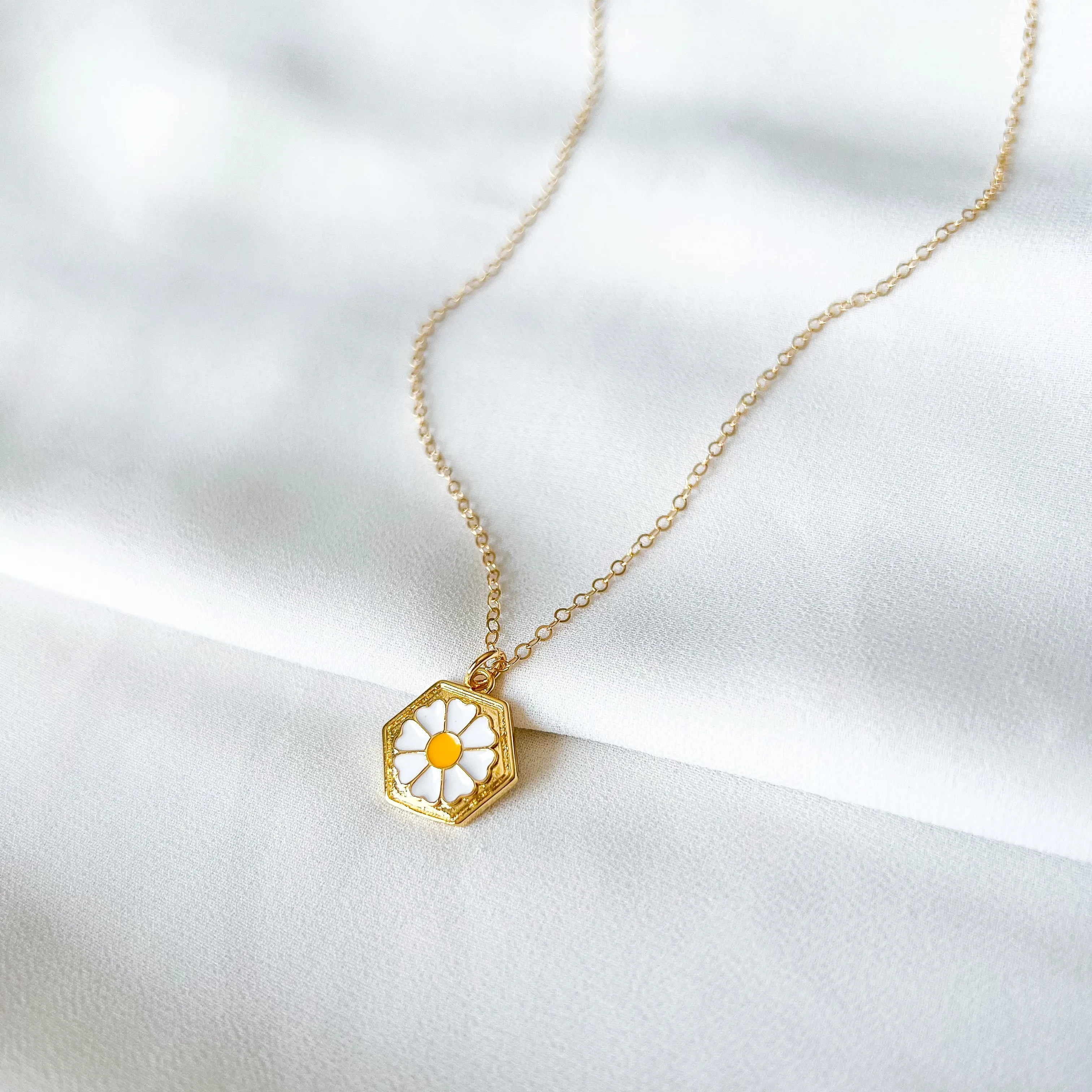 Daisy Hexagon Gold Filled Necklace