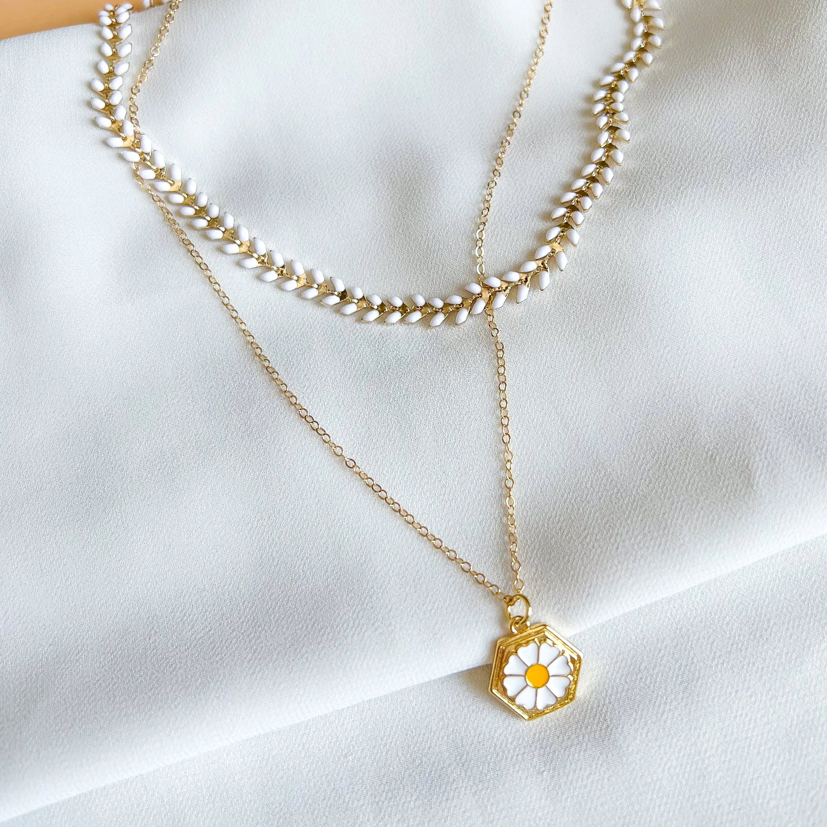 Daisy Hexagon Gold Filled Necklace