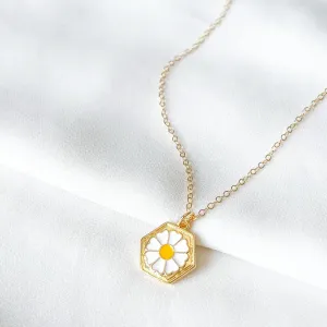 Daisy Hexagon Gold Filled Necklace
