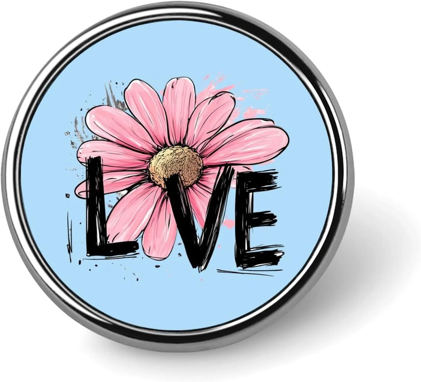 Daisy Love Pin Enamel Lapel Pins Round Badge Brooches Clothing Decoration for Women Men
