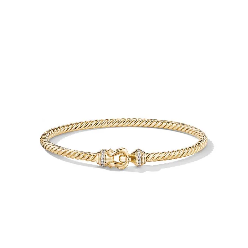 David Yurman Buckle Cablespira Bracelet with Diamonds, 3.5mm