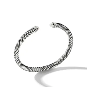 David Yurman Cable Classic Collection Bracelet with Pearls and Diamonds, 5mm - Size Medium
