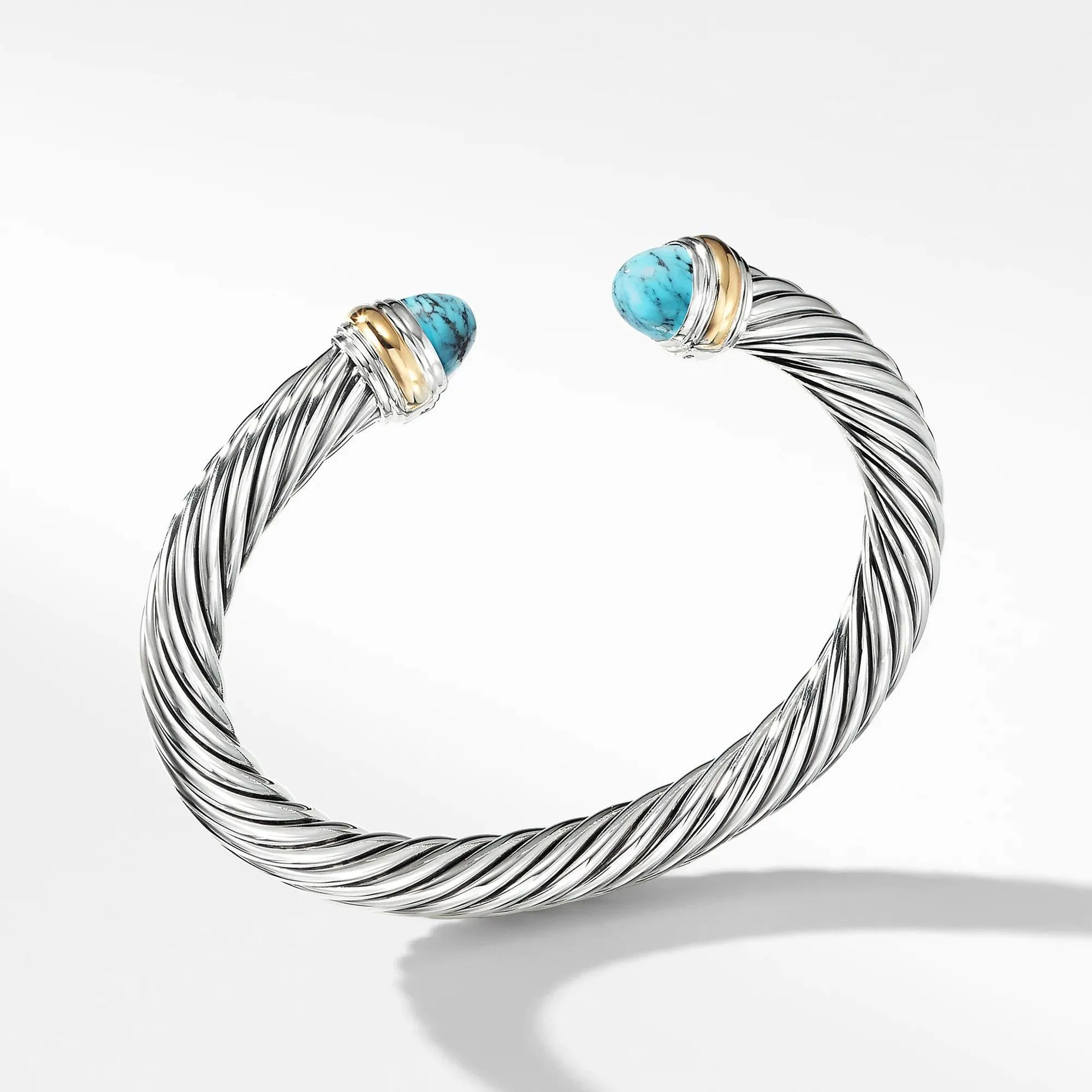 David Yurman Cable Classic Collection(R) Bracelet with Turquoise and 14k Yellow Gold - Medium