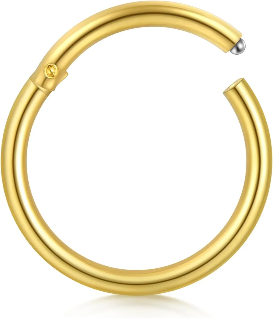 D.Bella Hinged Nose Rings Hoop 316L Surgical Steel Hypoallergenic Septum Ring Lip Ring Helix Cartilage Rook Earrings Body Piercing Jewelry 14G 16G 18G 20G, Diameter 5mm to 14mm