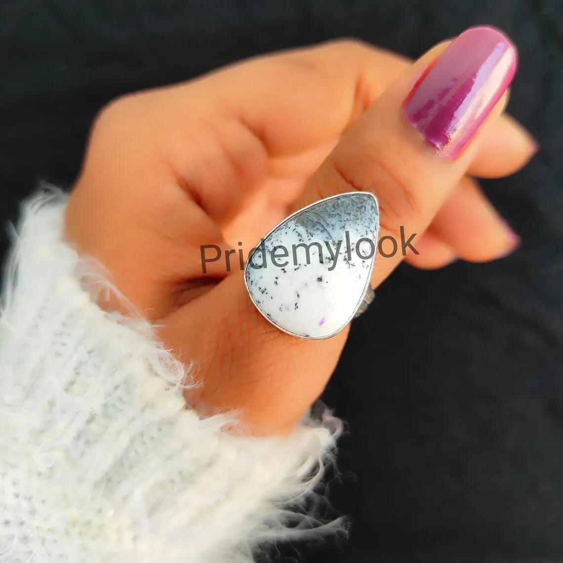 Dendrite Opal Rings Lot, Bulk Dendrite Opal Rings, Wholesale Gemstone Rings, 925 Sterling Silver Plated, Set of 10 Natural Stone Rings for Women