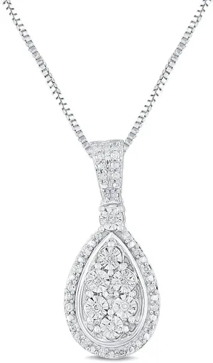 Diamond Pendant Necklace 1/10 cttw in Sterling Silver - 18 Inch Chain