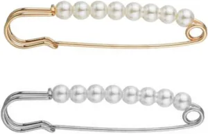 DOITOOL 2pcs Artificial Pearl Alloy Lapel Pins Delicate Breastpin Brooches for Dress Up Silver Colors Accessories for Parties and Special Occasions